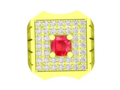 Luxury Square Halo Gemstone Men Ring 3D Jewelry Design 4828 3D print model
