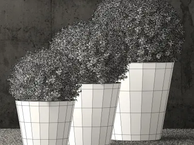 Restoration Hardware estate zinc round planters 3D model