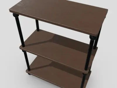 Shelf 4 three bookcase Low-poly 3D model