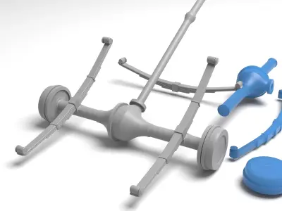 Rear old truck suspension - 3D print ready 3D print model