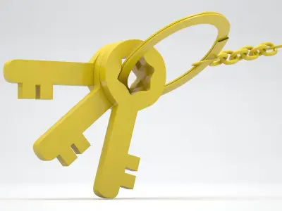 Keychain with Plastic Yellow Keys 3D model