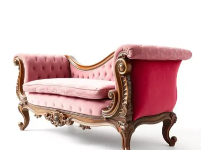 Victorian Pink Chaise model pack Low-poly 3D model