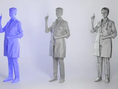 Adult female medical doctor 129 Low-poly 3D model