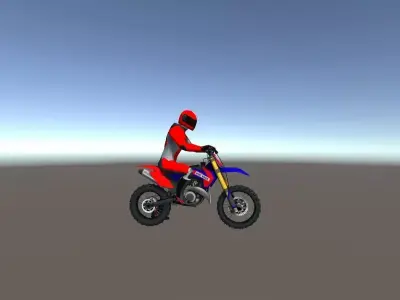 Low Poly Dirt Bike With Rider-2 Low-poly 3D model