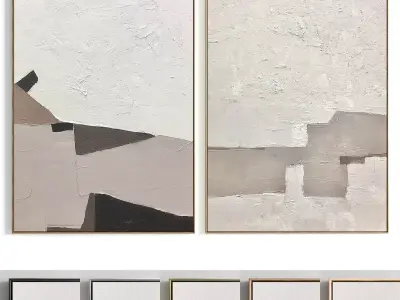 Plaster Two Photo Frame 349 Low-poly 3D model
