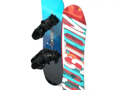Snowboard with Boots 3D model