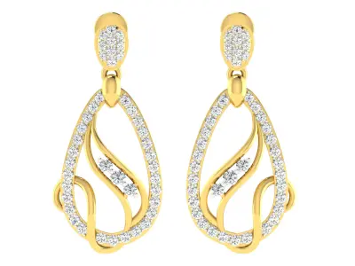 Solitaire Women Drop Earrings 3dm STL OBJ FBX Renders Details 3D print model