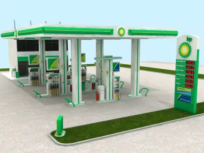 BP British Petrol Station England 3D model