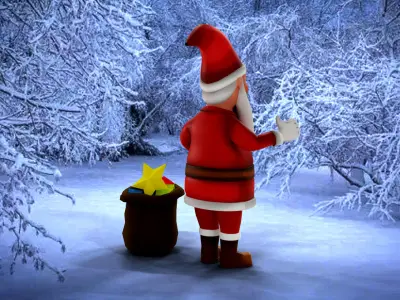 Cartoon Santa Claus with unity package Low-poly 3D model