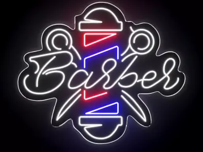 Barbershop Neon Sign 3D model