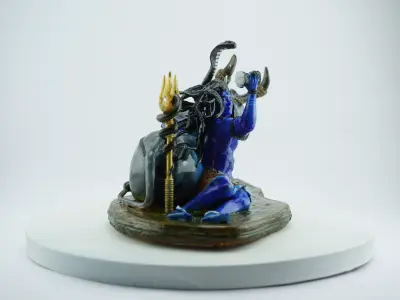 Lord Shiva with Nandi  Detailed 3D Printable Sculpture 3D print model
