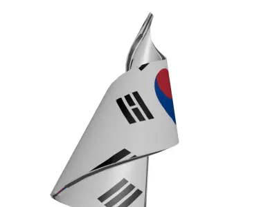 The South Korean Flag on spiral structure 3D model