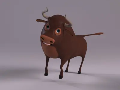 Cartoon Bull Rigged Low-poly 3D model