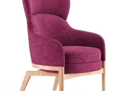 PIAVAL lounge chair with fabric and wooden legs Low-poly 3D model