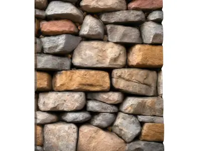 Distressed Stone Wall Construction 3D print model