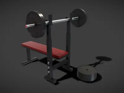 Gym Bench Low-poly 3D model