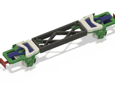 Train wagon chassis with hook for n-scale models 3D print model