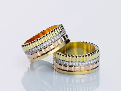 Quatre radiant edition wedding band style All sizes collection 3D print model