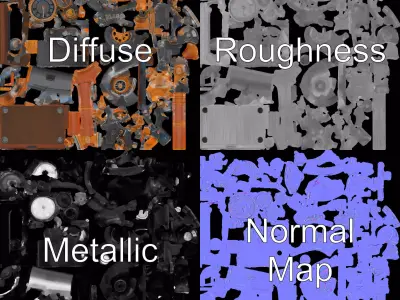 Steampunk Gear Machine model pack Low-poly 3D model