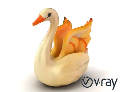 Elegant Meringue Swan Figurine model pack Low-poly 3D model