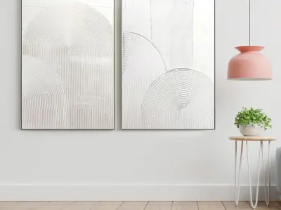 Plaster Two Photo Frame E-46 Low-poly 3D model