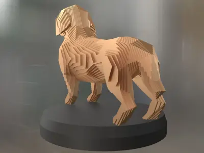 Parametric Dachshund dog Low-poly 3D model