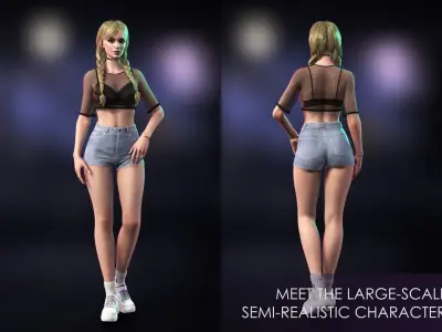 Streetwear Girl 3 - Casual Wear Girls Pack 1 Game-Ready Low-poly 3D model