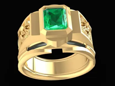 Luxury Emerald Cut Dragon Ring for Men 3D Model 2627 3D print model