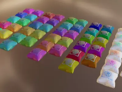 PILLOW SET Low-poly 3D model