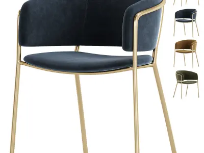 Chair La Forma Konnie beige chenille golden legs 3D model