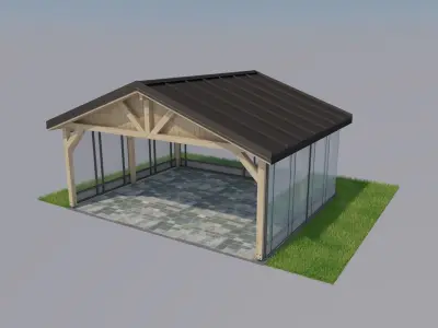 5x6 carport sheet metal plus glass walls 3D model
