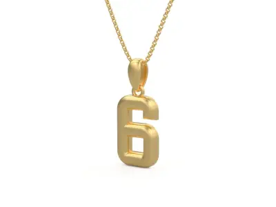 Model 1159 Number 6 Necklace Curved 3D print model
