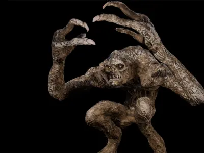 Mummy-zombie ghoul low-poly game engine ready 3D model Low-poly 3D model