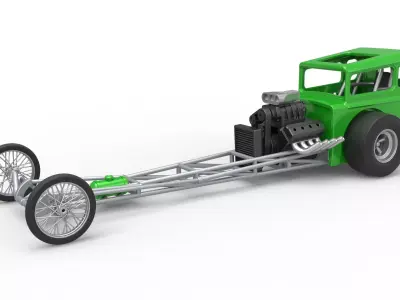 Front engine old school dragster with shell V7 Scale 1 to 25 3D print model