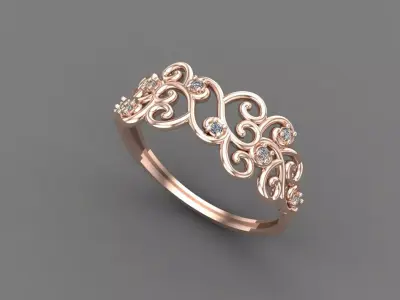 Womens Diamond Signet Ring Women Rings 3dmodels 3D print model 3D print model 12