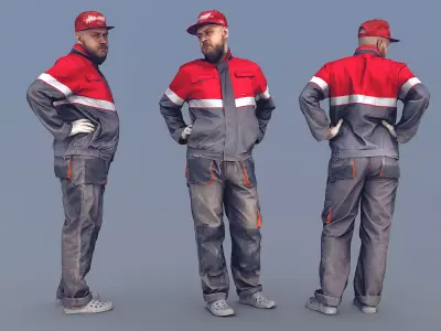 Photorealistic Construction Worker Character 3D model