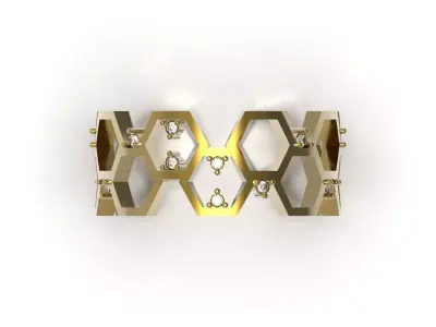 Golden bee Queen STL 3D printable Ring model jr00297 3D print model