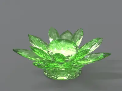 Glass Flower Showpiece Green Low-poly 3D model