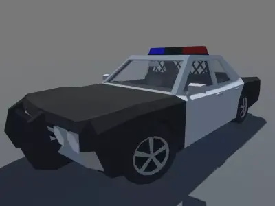Muscle Car Police Cruiser with Interior MOBILE READY Low-poly 3D model