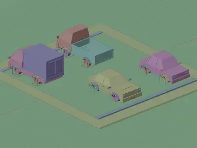 Cars Low-Poly Parking  Low-poly 3D model