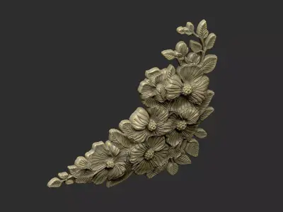 Flower cluster design detail Sakura forget rose 3D print model