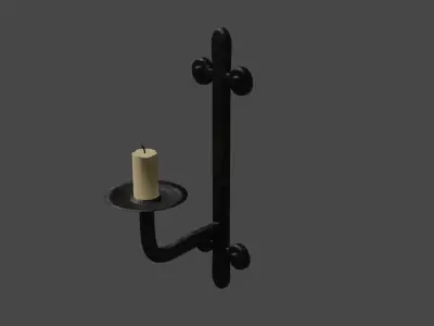Game ready simple low poly wall candle stick holder Low-poly 3D model