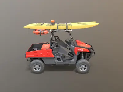 Lifeguard Vehicle WIth Buoys And Boards Low-poly 3D model