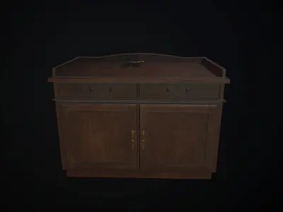 Low Wooden Desk Low-poly 3D model
