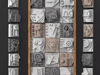 Panel Medium decorative cube Hieroglyphs n6 3D model