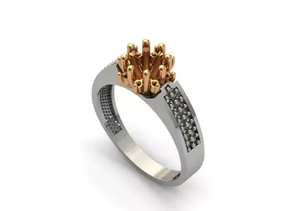 Solitaire Engagement Ring Diamond Women Ring Stone 3D print STL 3D print model