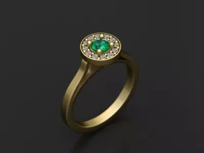 emerald diamond ring 3D print model