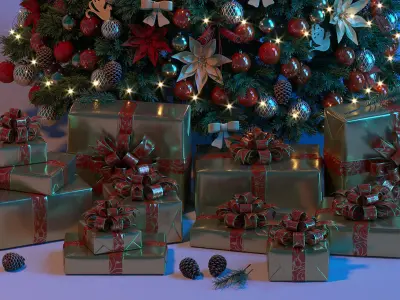 CHRISTMAS TREE DECORATIVE SET 3D model