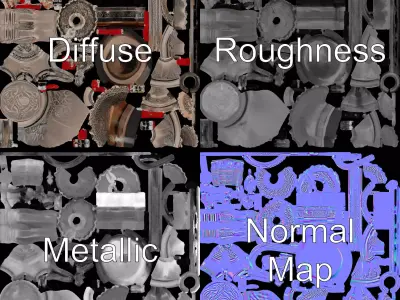 Ornate Silver Candelabra model pack Low-poly 3D model