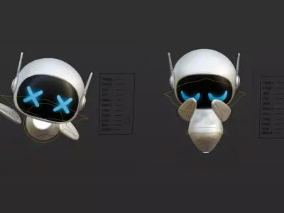 Ren 01 - Cute Mini Robot Rigged Low-poly 3D model